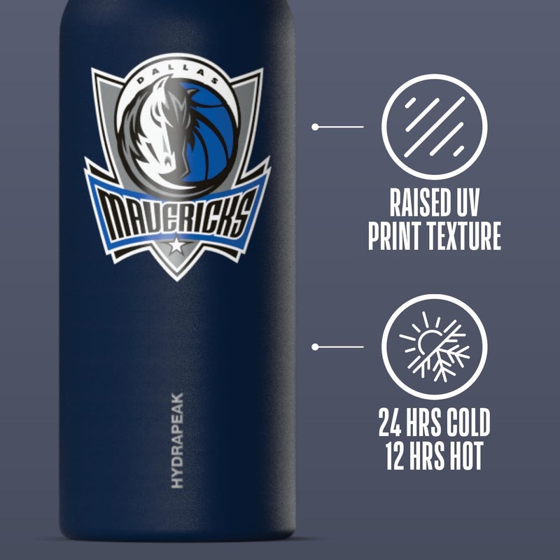Hydrapeak x NBA Officially Licensed Dallas Mavericks Oasis 32 oz Water Bottle with Chug Lid Push Button, Stainless Steel Water Bottle No Straw, 32 oz Insulated Water Bottle - Image 2